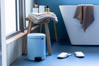 NewIcon Pedal Bin 5L - Small Waste Bin for Bathroom or Toilet - Soft Closing Lid - Light Pedal Operation - with Removable Inner Bucket - Non-Slip Base - Dreamy Blue - 21 x 27 x 29 cm