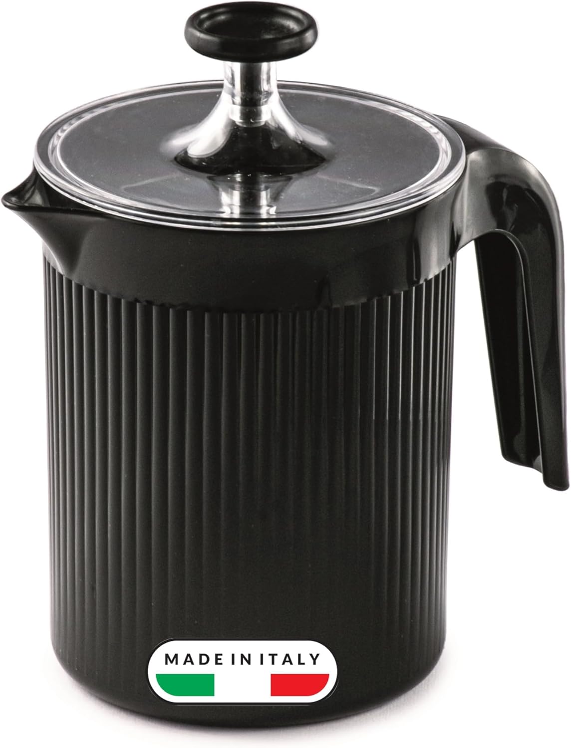 Cremix, Milk Frother Handheld, Manual Milk Frother for Cappuccino, Milk Foam Cappuccinatore Black, 0.50 LT, 10 x 14.5 x 15.2 cm, Made in Italy, 0% BPA and Phthalate Free Main image