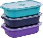 Microsafe Jewel Food Containers Set | 3 Pack - 3 x 900ml | Meal Prep | Steam Release Vent | Microwave, Dishwasher & Freezer Safe | Assorted Colours