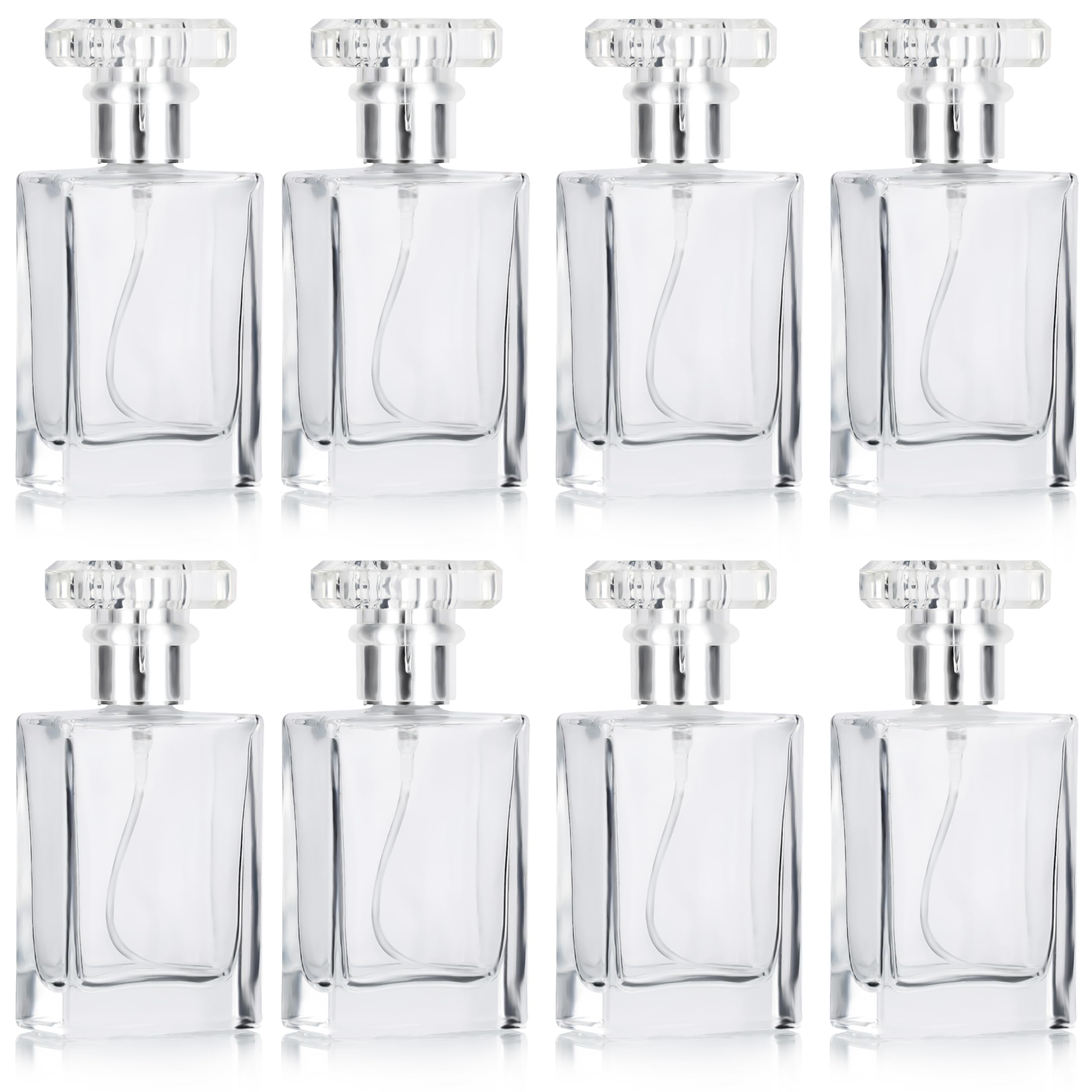Refillable Perfume Atomiser (8 Pack) - 30ml/1oz Spray Bottle Set - Empty Glass With Mist Pump - Mini Travel Refill Bottles Main image