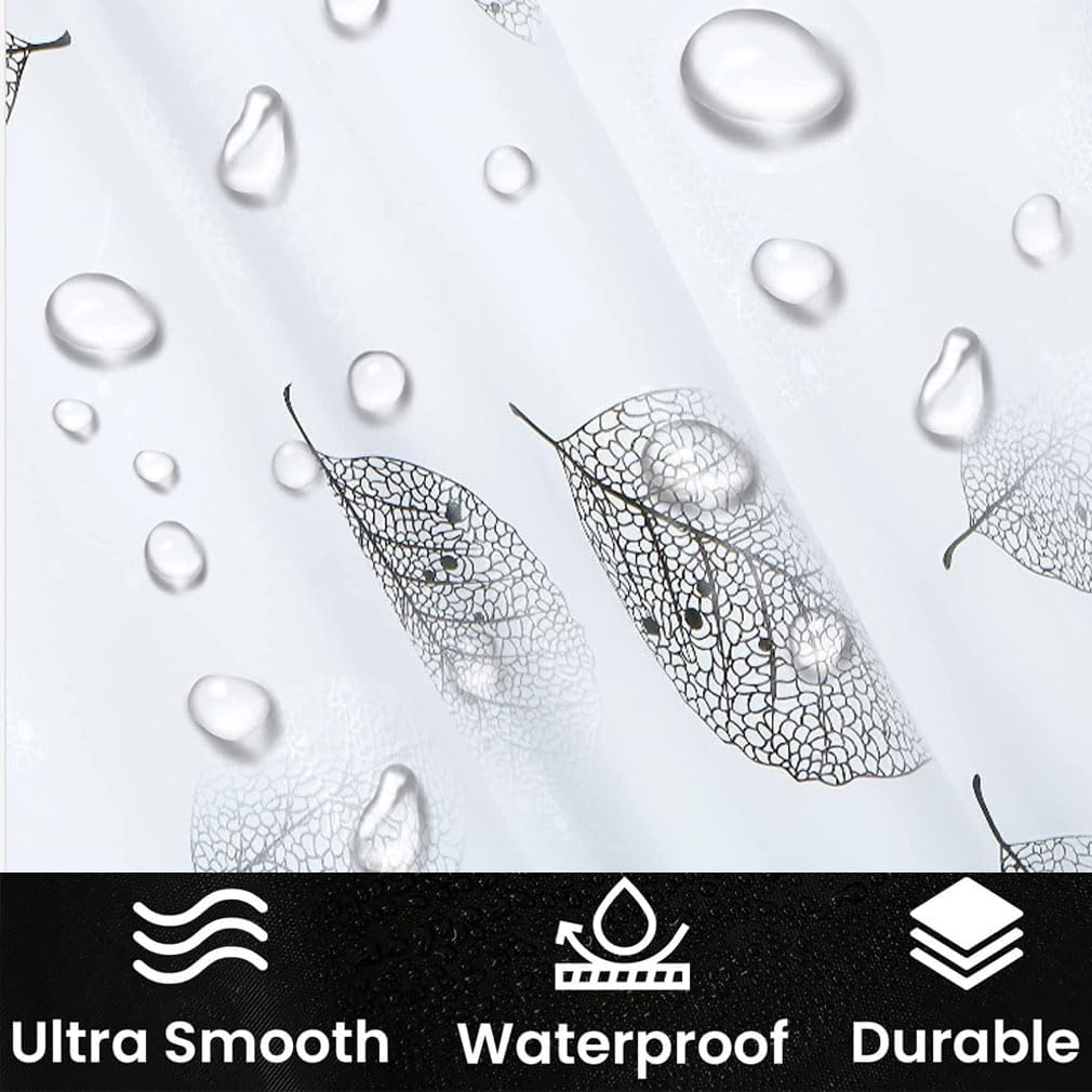 Shower Curtain for Bathroom, 100% PEVA Waterproof Anti-Mould Proof Resistant | Quick-Drying | Washable Bathroom Curtain | Includes 12 Pcs Curtain Hooks | 180 x 180 cm (71 x 71 Inch) | Foliage