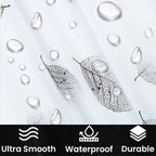 Shower Curtain for Bathroom, 100% PEVA Waterproof Anti-Mould Proof Resistant | Quick-Drying | Washable Bathroom Curtain | Includes 12 Pcs Curtain Hooks | 180 x 180 cm (71 x 71 Inch) | Foliage
