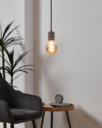 Dimmable E27 LED globe, vintage spiral filament light bulb, Edison lamp for retro lighting, 4 watt, 100 lumen, warm white glow, black transparent, 2000k, G80, Ø 3"
