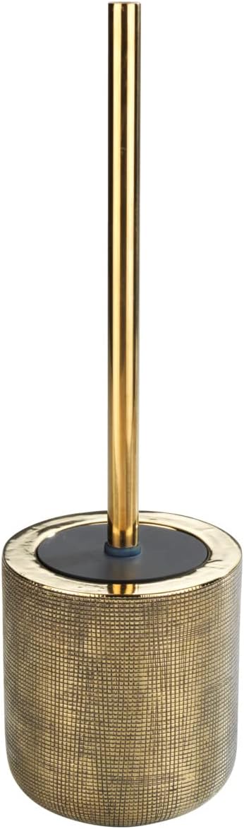 Rivara Toilet Brush Holder in Elegant Design Hand-Painted Including Toilet Brush with Interchangeable Brush Head Diameter 8 cm Diameter 11.5 x 40 cm Gold