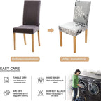 Dining Room Chair Covers Set of 4 Super Fit Stretch Removable Washable Dining Chair Protector Cover Seat Slipcover for Hotel, Dining Room, Ceremony, Banquet Wedding Party(Leaf Style)