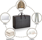 Duvet Storage Bags, 2 PCS Large Oxford Fabric Organizer Bags with Zips, Breathable Underbed Storage for Bedding, Clothes, Duvets, Pillows, Quilt (60L *2)