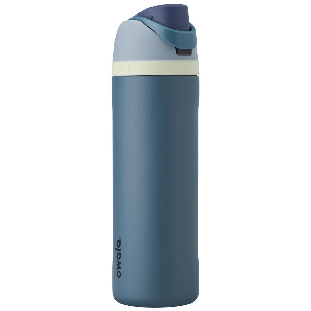 FreeSip Insulated Stainless Steel Water Bottle with Straw for Sports and Travel, Leak Proof, BPA-Free, 710ml, Denim