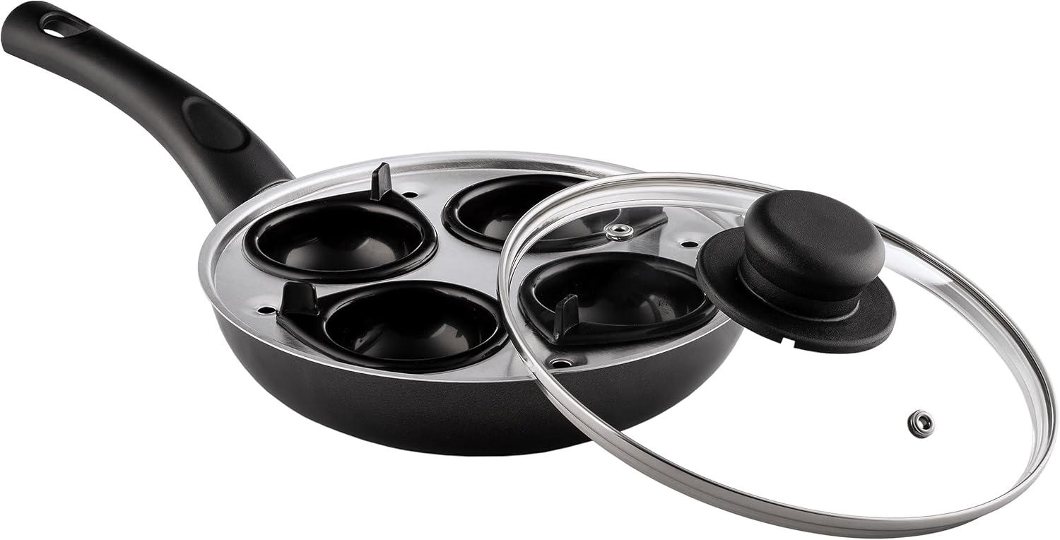 Sapphire P063 20 cm 4-Cup Egg Poacher , Black