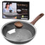 26CM Frying Pan with Lid, Granite Nonstick Frying Pans with Lid, Stone Frying Pan, Induction Compatible (26CM)