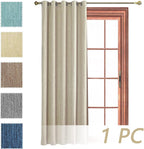 1 Panel Eyelet Grommet Curtains - Cotton Blend Room Darkening Curtain with Tiebacks, Blackout Thermal Insulated Window Drapes for Nursery, Bedroom, Living Room (Beige, 66 x 54 Inch Drop)