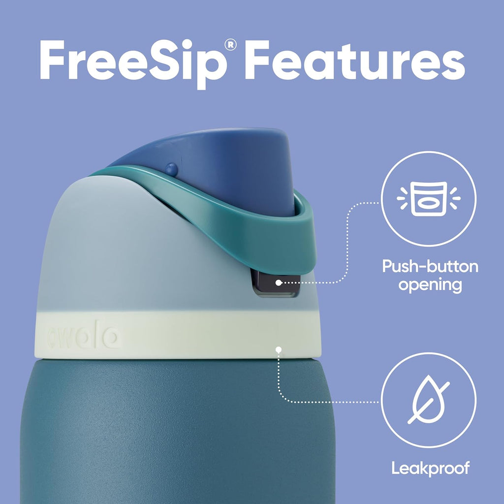 FreeSip Insulated Stainless Steel Water Bottle with Straw for Sports and Travel, Leak Proof, BPA-Free, 945ml, Denim