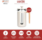 Pisa Stainless Steel Cafetière, Eight Cup, Latte, Gift Boxed, Cream