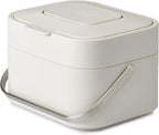 Intelligent Waste, Stack 4 Kitchen Food Waste Compost Caddy Recycling Bin with Odour Filter, 4 Litre / 1 Gallon - Stone
