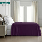 Flat Sheet Double Size - OEKO-TEX Certified - Easy Care Soft Brushed Polyester - Microfiber Fabric - Wrinkle, Shrinkage, and Fade Resistant - Purple
