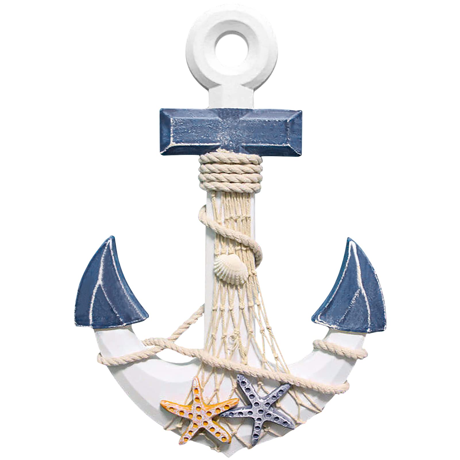 BLLREMIPSUR Anchor Wall Hanging Decor, Nautical Anchor Ship, Sea Anchor Ornaments, Wooden Mediterranean Style Wall Art Beach Theme Home Wall Decoration Main image