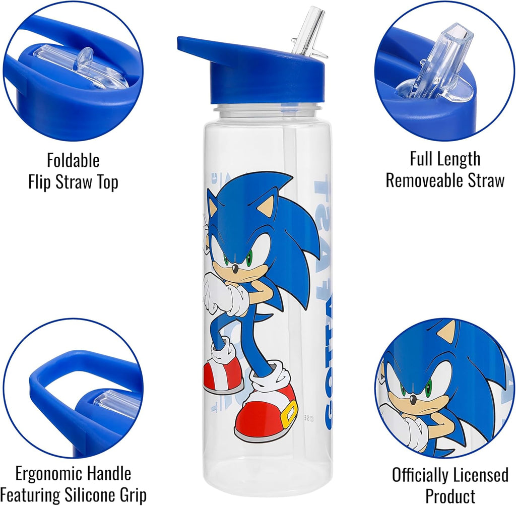 Sonic the Hedgehog 700ml Water Bottle – “Gotta Go Fast” Design | Official Kids Water Bottle for Boys & Girls | Durable Plastic, Ideal for School & Sports