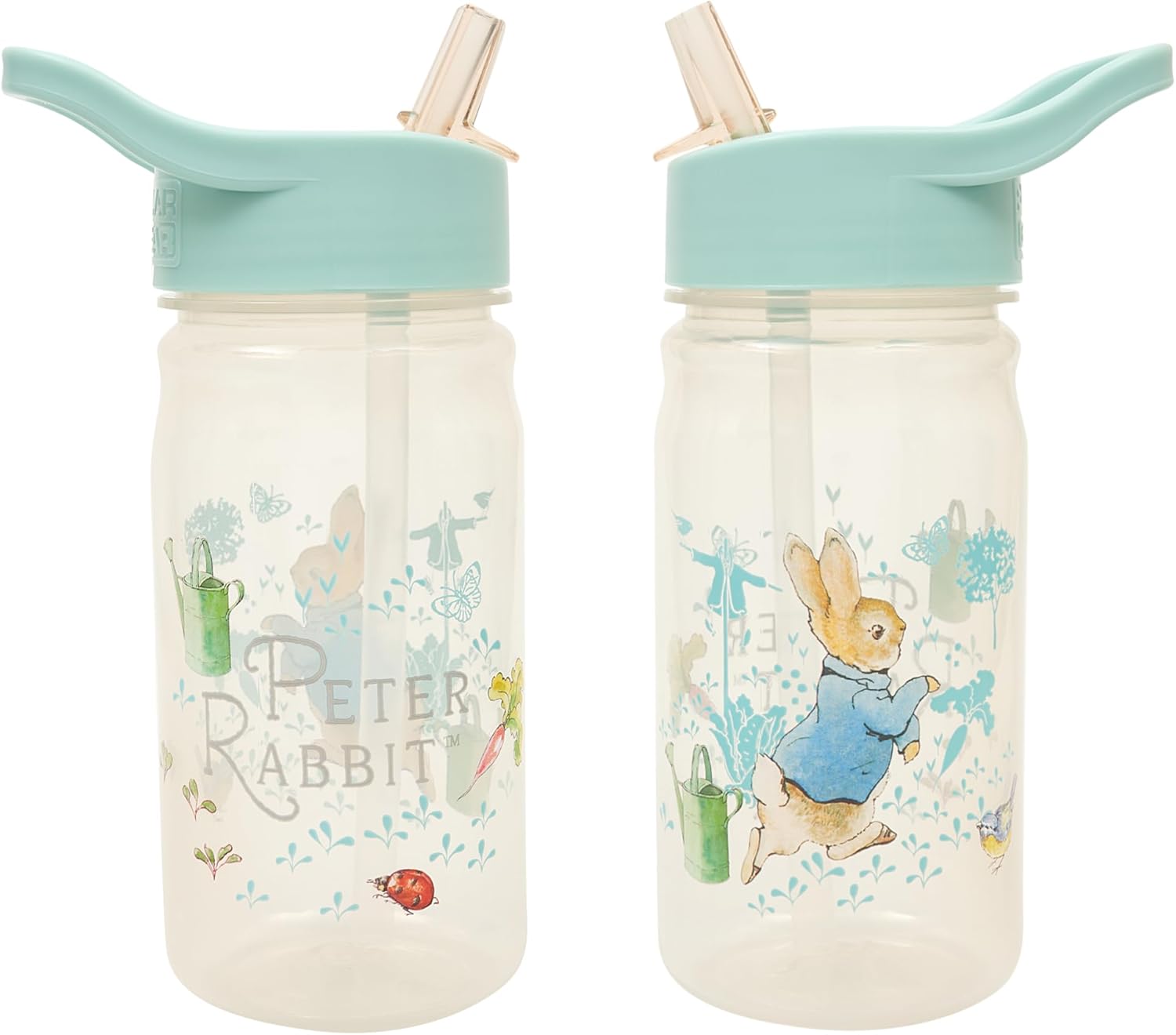 Peter Rabbit Classic Water Bottle with Flip up Straw 400ml –Official Merchandise by Polar Gear – Kids Reusable Non Spill BPA Free - Recyclable Plastic – For School Nursery Sports Picnic – Blue Main image