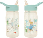Peter Rabbit Classic Water Bottle with Flip up Straw 400ml –Official Merchandise by Polar Gear – Kids Reusable Non Spill BPA Free - Recyclable Plastic – For School Nursery Sports Picnic – Blue