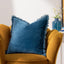 Gracie Velvet Fringed Cushion Cover, 45 x 45 cm (Pack of 1), Ink Blue