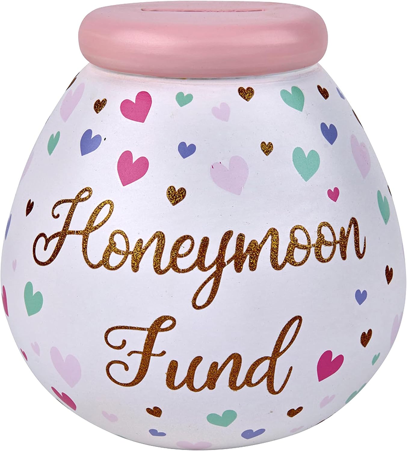 Honeymoon Fund Hand Painted Save And Smash Handcrafted Ceramic Money Box | Eco Freindly & Recyclable Pink Piggy Bank | Decorative Gift and Save for Wedding & Honeymoon fund Main image