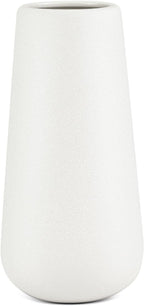Matte White Ceramic Vase for Minimalist Modern Home Decor - Decorative Classic Flower Vase for Centerpiece, Wedding, Dinner Table, Office, Bedroom - Rustic Style - 20cm