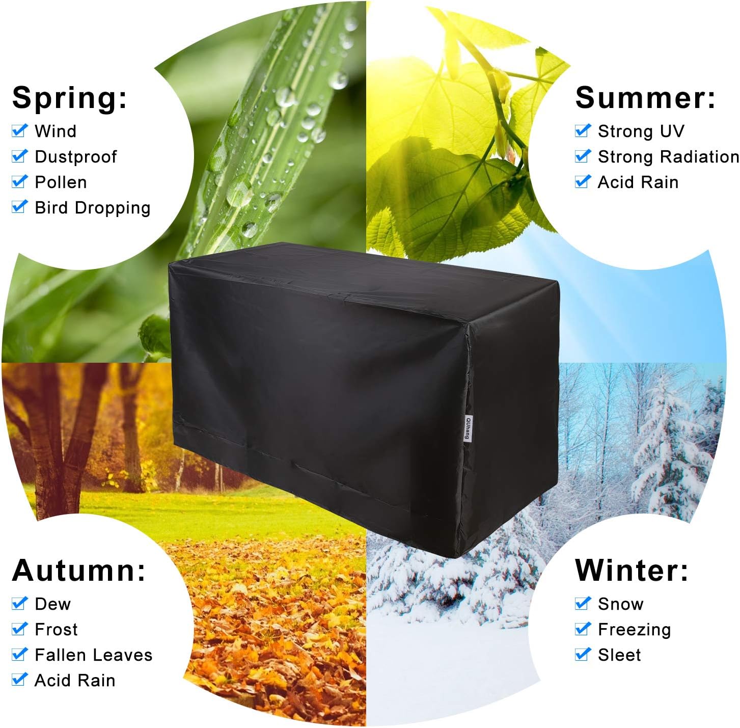 Garden Furniture Covers Waterproof, Outdoor Patio Table Covers Heavy Duty 210D Anti-UV Windproof Protective Cover for Outside Rattan Table and Chair Set (126x126x74cm)