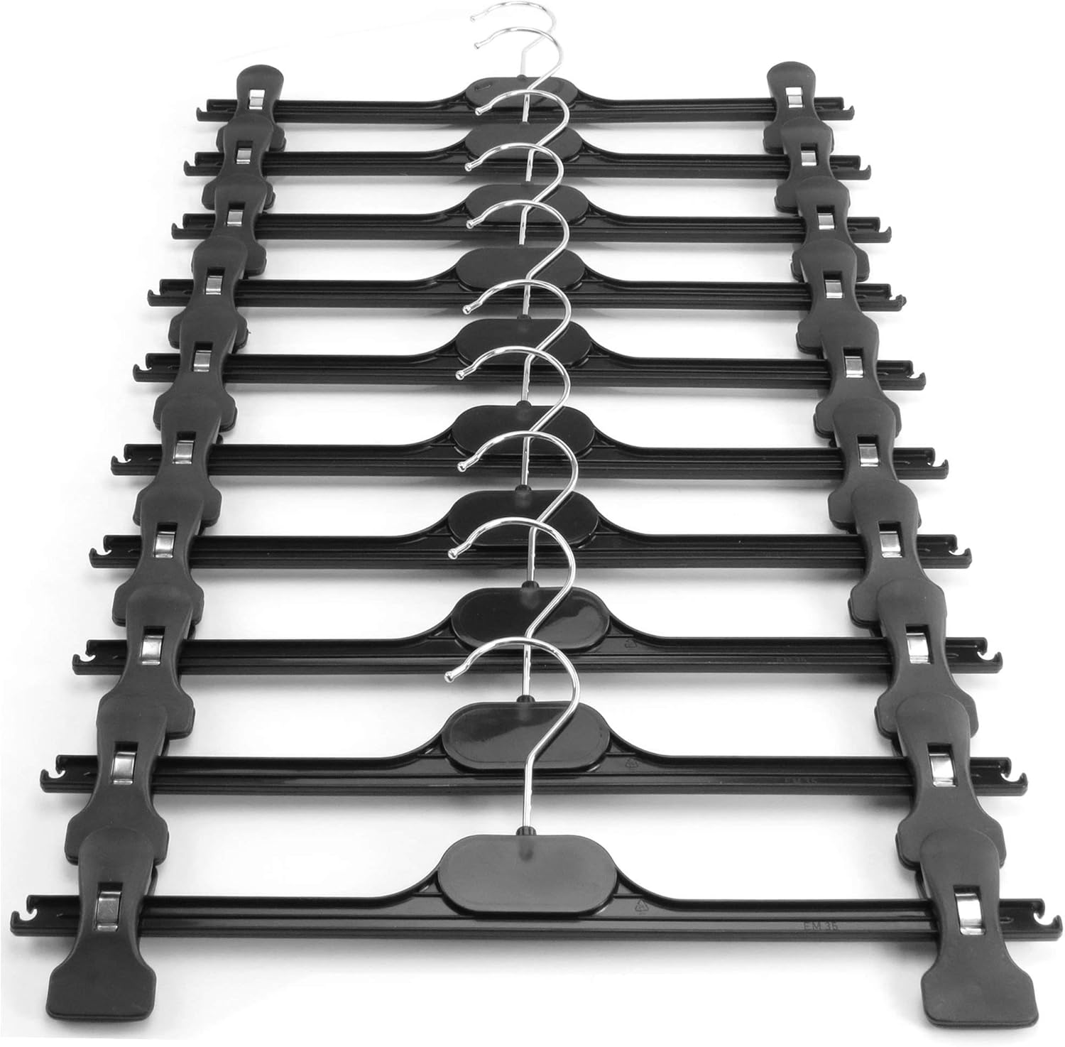 10 Black Plastic Trouser & Skirt Adjustable Clip Hangers – 35cm Secondary image