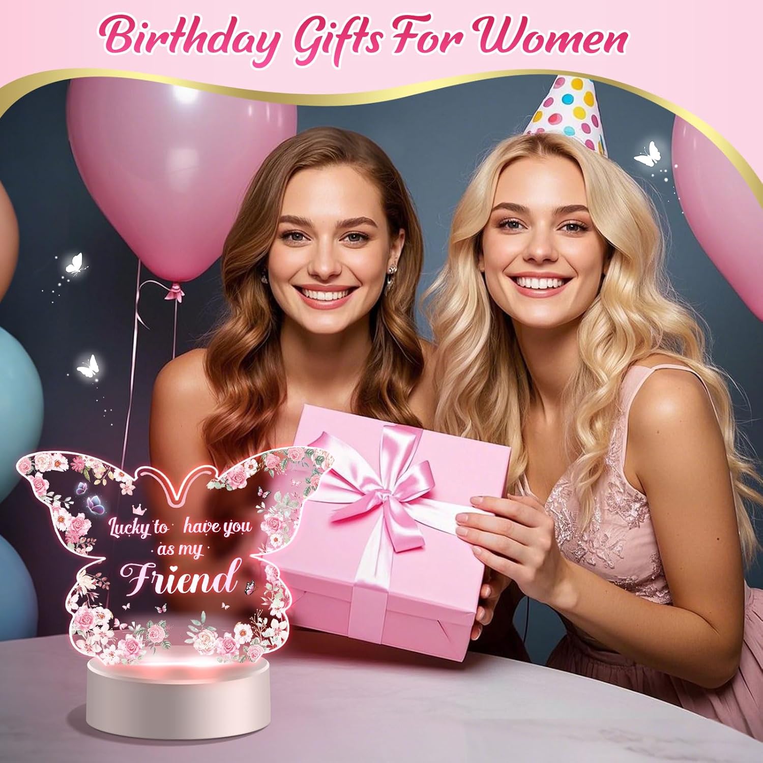 Gifts for Women Friend, Butterfly Acrylic Night Light Gifts, Birthday Gifts for Friends Wedding Gifts for Her Secondary image