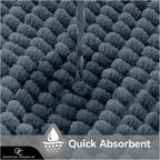 GC GAVENO CAVAILIA Soft Bath Mat Sets For Bathroom | 2 Piece Bath Mat Non Slip Back | Highly Water Absorbent & Fast Drying 100% Microfiber Chenille Toilet Rug with Pedestal Mat | Dark Grey