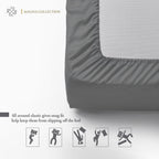 Double Fitted Sheet - 135 x 190cm with 30cm Deep Pocket, Soft Brushed Microfibre, Wrinkle-Free, Easy Care, Fade & Shrink Resistant by MAGNA COLLECTION (Grey, Double)