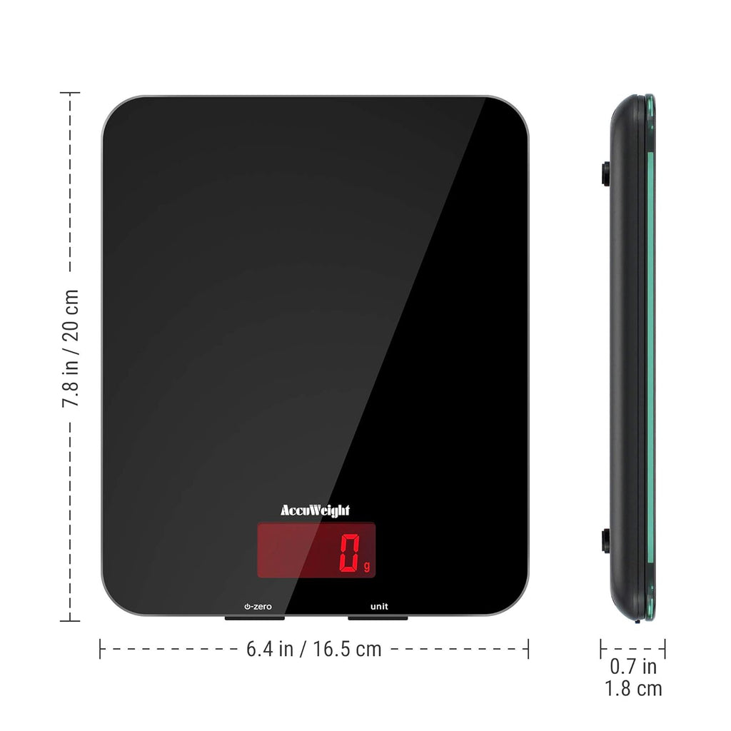 201 Digital Kitchen Scales with Tempered Glass Platform (Batteries included), Electronic Weighing Food Scale with Backlit LCD, Multifunction for Office School Home Baking Cooking, 5kg/11lb