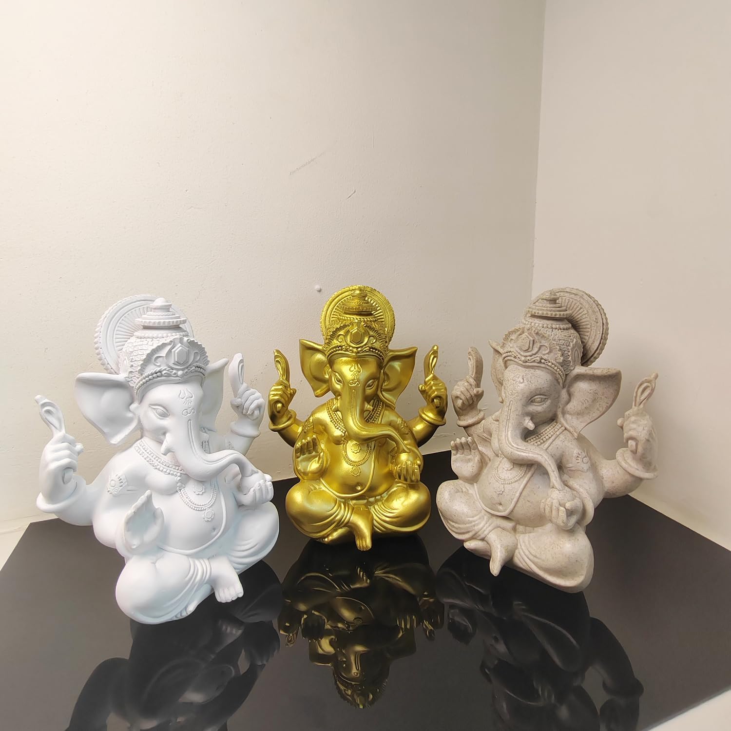 Ganesh Buddha Statue,Indian Deity Statue,Decoration Living Room,Abstract Sculpture,Home Store Decoration,Modern Living Room Ornaments 7.08"(White)