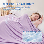 Cooling Throw Blanket for Summer, Q-Max >0.4 Night Sweats Throw Blanket Thin, Keep Cooling Breathable Summer Blanket, Single Bed, Sofa,127x177cm, Striped Lavender