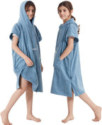 Kids Changing Towel Robe,Hooded Poncho Bath Robe Surf Absorbent Swimming Bathrobe for Beach,Bathing,Surfing,Indoor & Outdoor Activities Blue