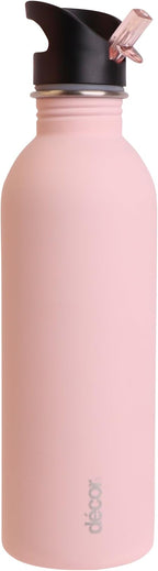 Snap n Seal 1L Stainless Steel Water Bottle with Straw, BPA Free - Leakproof Metal Flask with Carry Handle for School, Travel, Work & Gym - Ideal Drinking Bottle for Kids & Adults - Pink