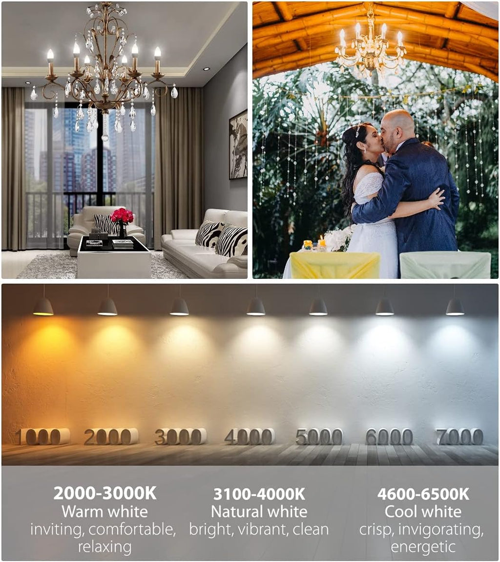 LED E14 Light Bulb - Non Dimmable - Candle - Daylight Lighting - 7W - Small Edison Screw - Equivalent of 50W - Frosted - Natural White 4000K - 595 Lumens - Energy and Cost Saving Light