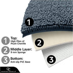 GC GAVENO CAVAILIA Soft Bath Mat Sets For Bathroom | 2 Piece Bath Mat Non Slip Back | Highly Water Absorbent & Fast Drying 100% Microfiber Chenille Toilet Rug with Pedestal Mat | Dark Grey