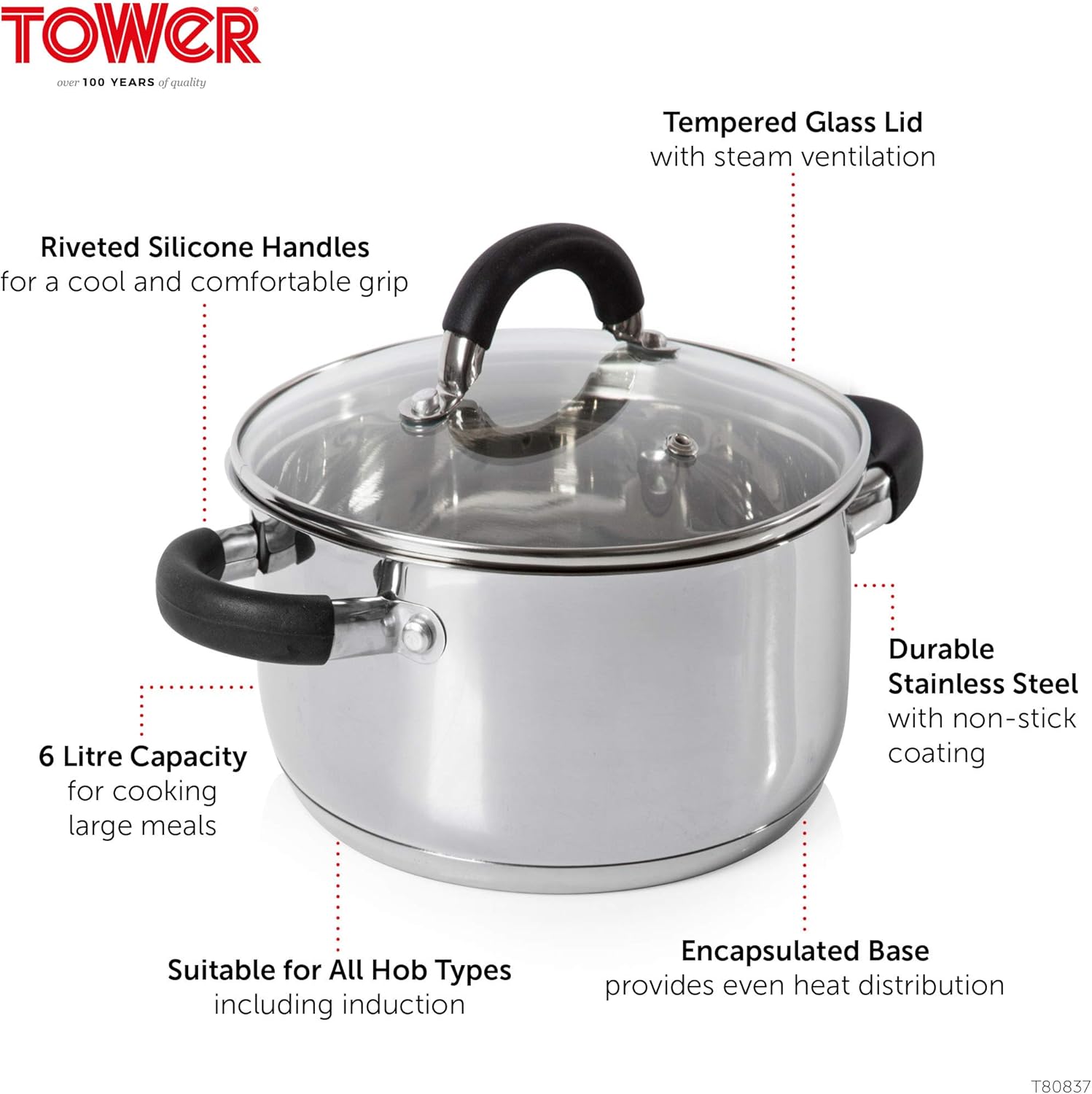 T80837 Casserole Dish, 24cm- Stainless Steel, Silver Secondary image