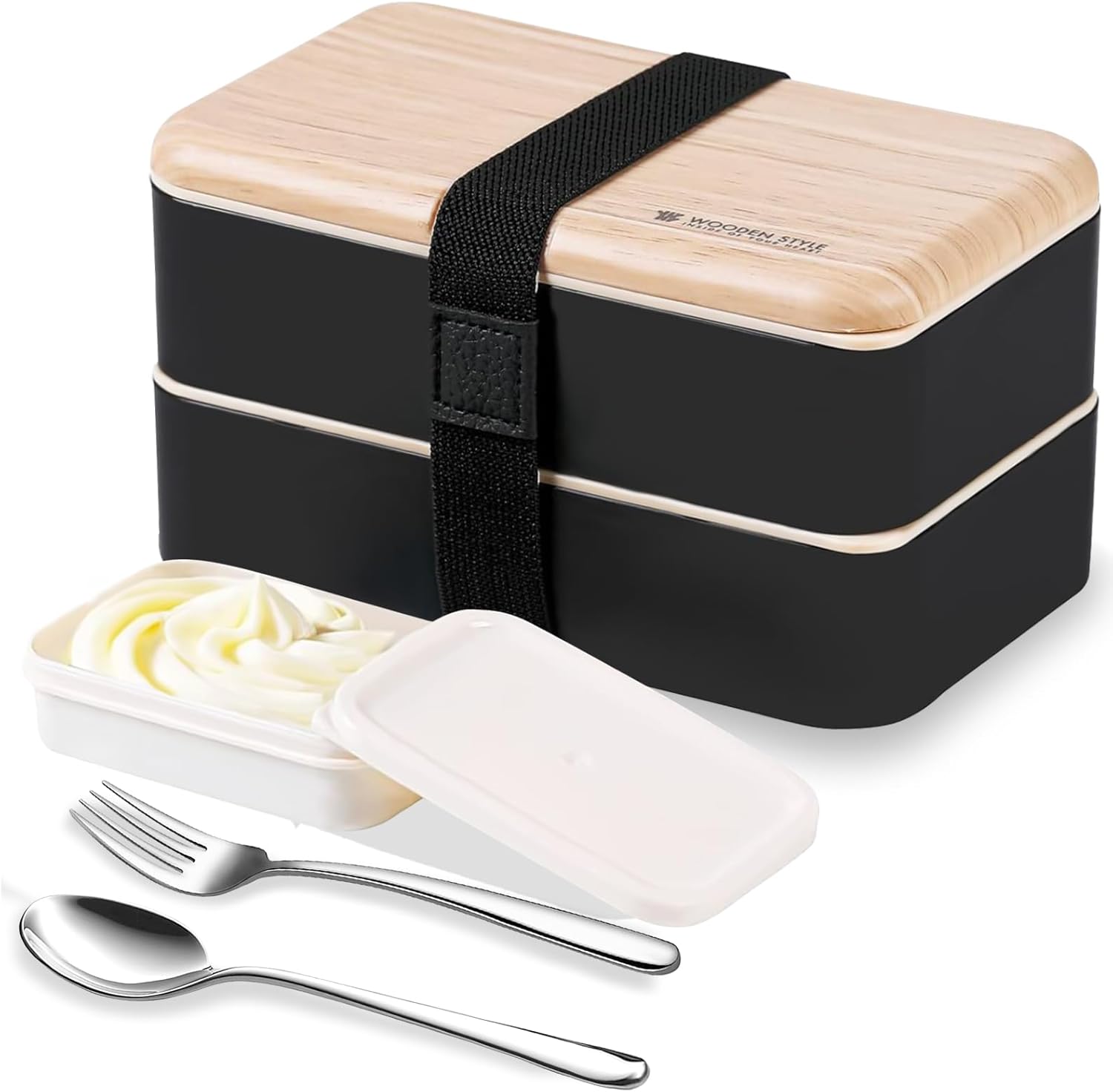 Original Bento Box Lunch Boxes Container Bundle Divider Lunch Container with Compartments with Stainless Steel Utensils Spoon and Fork Japanese Style Main image