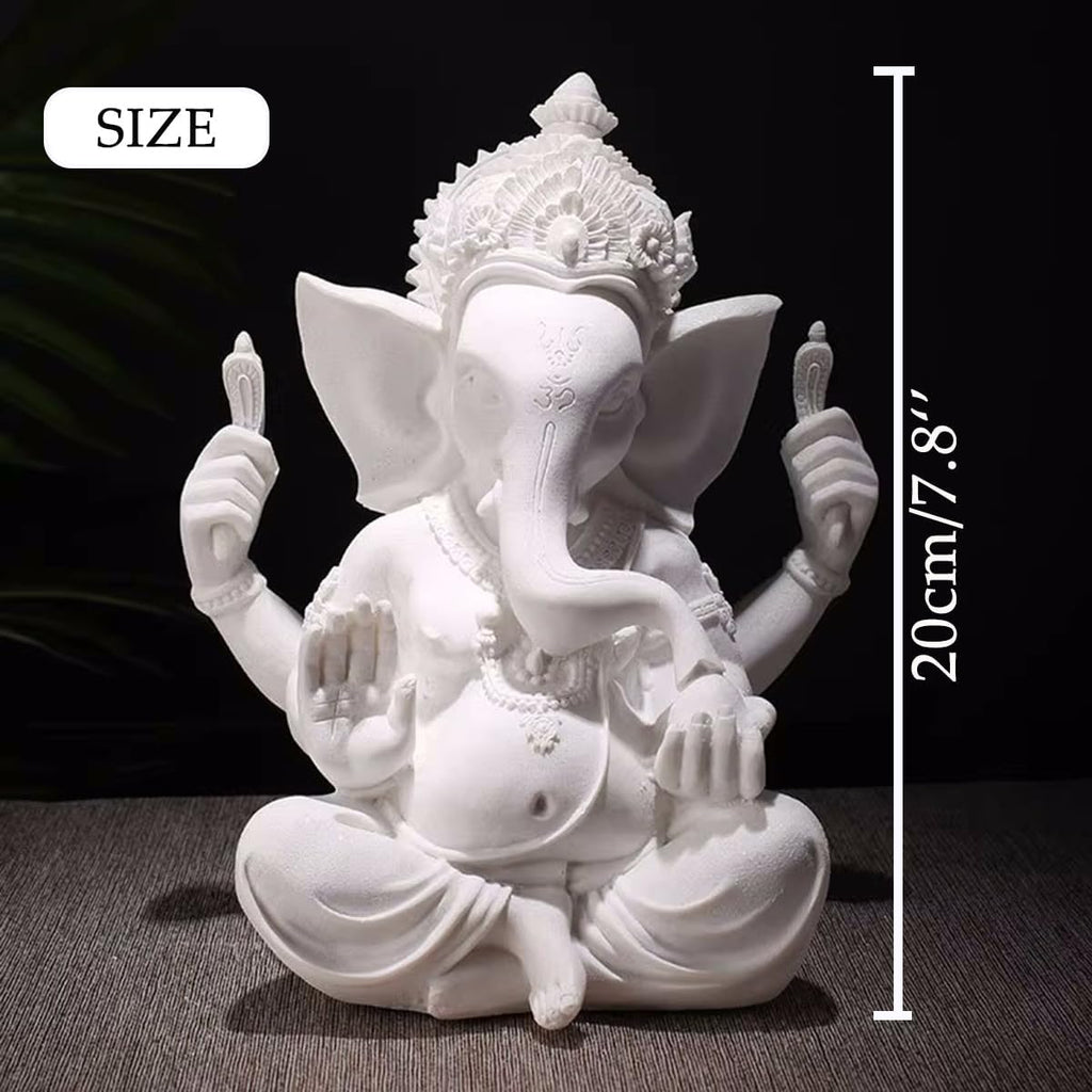 Ganesh Buddha Statue,Indian Deity Statue,Decoration Living Room,Abstract Sculpture,Home Store Decoration,Modern Living Room Ornaments 7.08"(White)