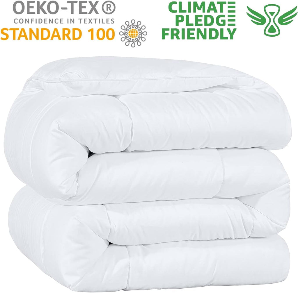 Kingsley trend King Comforter Duvet Insert - All Season Quilted Ultra Soft Breathable Down Alternative, Box Stitch White Comforter with Corner Tabs, 104x92