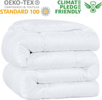 Kingsley trend King Comforter Duvet Insert - All Season Quilted Ultra Soft Breathable Down Alternative, Box Stitch White Comforter with Corner Tabs, 104x92