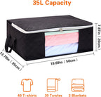 2 Pack Clothes Storage Bags 35L Large Capacity Clothing Organizers with Reinforced Handles Thick Breathable Fabric Foldable Underbed Containers for Bedding Comforter Blanket Black