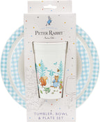 Peter Rabbit Kids Tableware Set – 3 Piece Reusable PP Plate,Tumbler & Dinnerware Set for Mealtimes – for 24 Months & Up,Blue & White