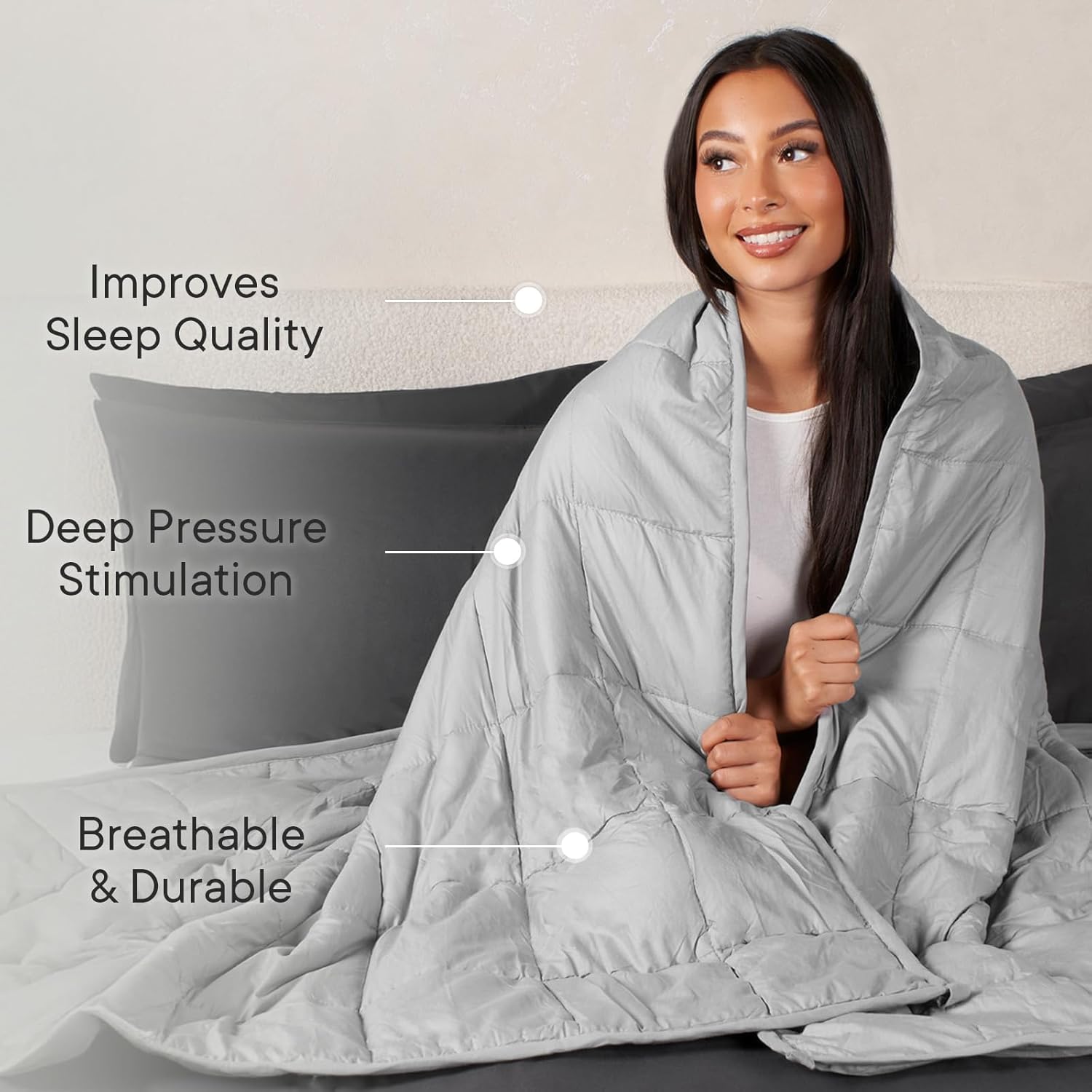 Weighted Blanket 6kg for Adults Therapy Anxiety Autism Insomnia Stress Relief, Single/Double - Silver Grey - 125 x 180cm - (Disclaimer Only suitable for age 3+ years)