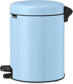 NewIcon Pedal Bin 5L - Small Waste Bin for Bathroom or Toilet - Soft Closing Lid - Light Pedal Operation - with Removable Inner Bucket - Non-Slip Base - Dreamy Blue - 21 x 27 x 29 cm