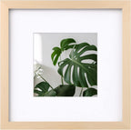 10x10 Photo Frame Natural Wood, Made of Solid Wood for Photos 6x6 with Mat or 10x10 without Mat, Tabletop and Wall Mounting Display
