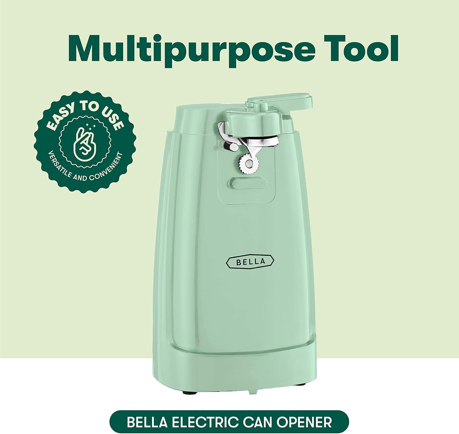 Electric Can Opener and Knife Sharpener, Multifunctional Jar and Bottle Opener with Removable Cutting Lever and Cord Storage, 60 Watt Motor, BPA Free, Stainless Steel Blade, Sage Secondary image