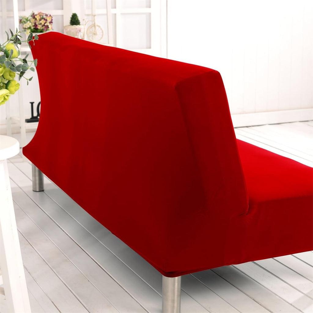 Solid Colour Armless Sofa Bed Cover Polyester Spandex Stretch Futon Slipcover Protector 3 Seater Elastic Full Folding Couch Sofa Cover fits Folding Sofa Bed without Armrests 80" x 50" in…