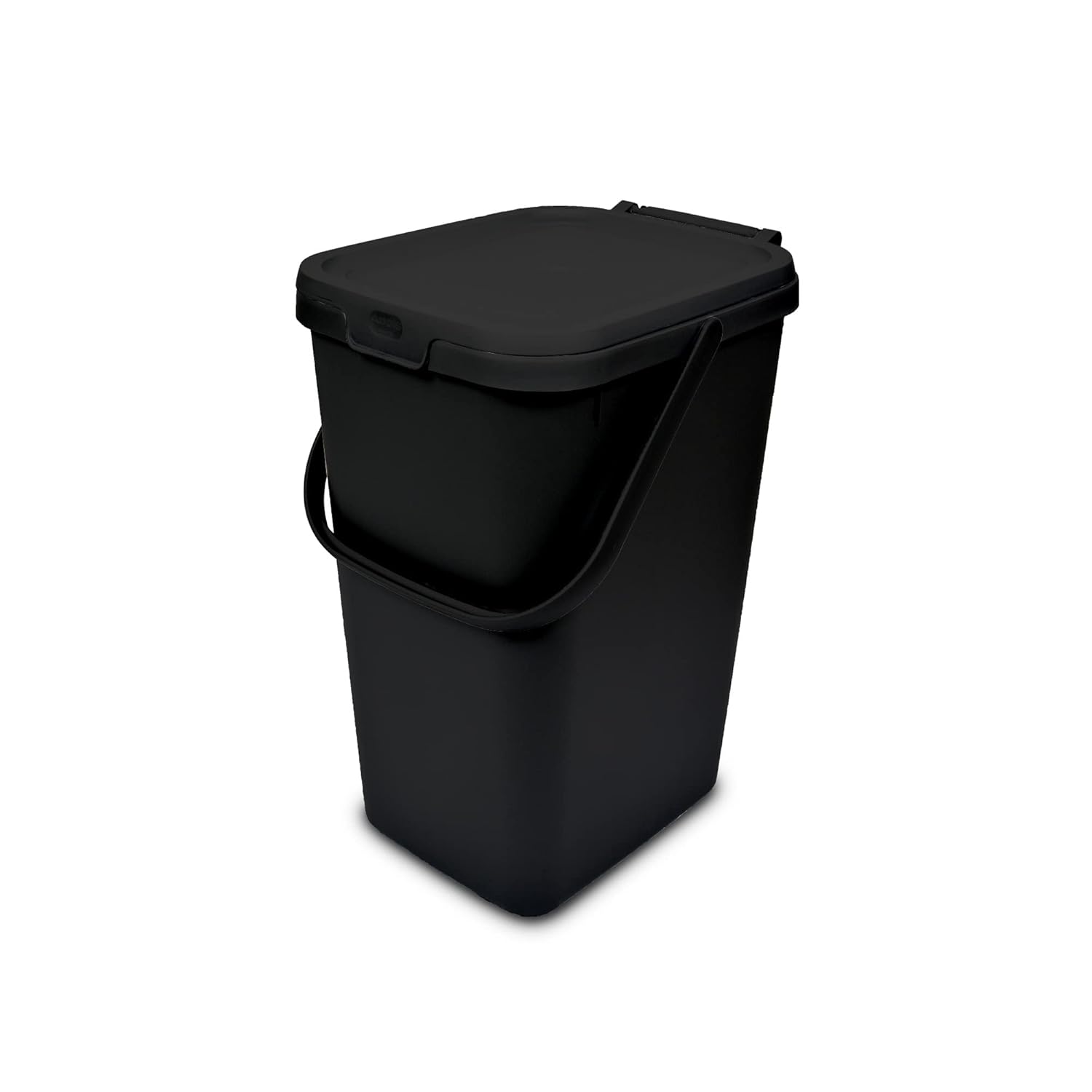 519282 Kitchen Recycling & General Storage bin 18 litres Stackable Food Waste Organiser Caddy with Clip lock lid & carrying Handle,Eco Black Main image